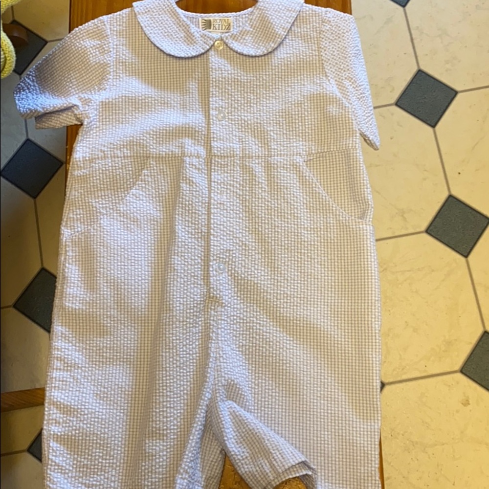 Royal Kidz blue/white checkered seersucker jumper